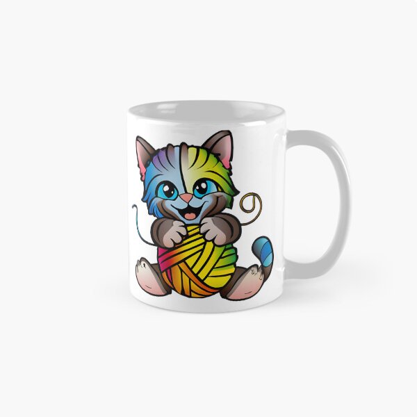 Item preview, Cute kitten with rainbow yarn ball designed and sold by EvergreenWhimsy.