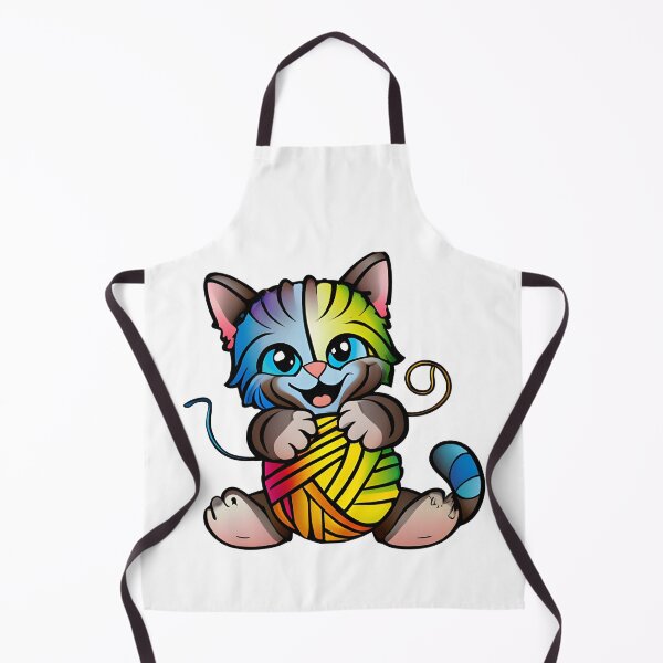 Item preview, Cute kitten with rainbow yarn ball designed and sold by EvergreenWhimsy.