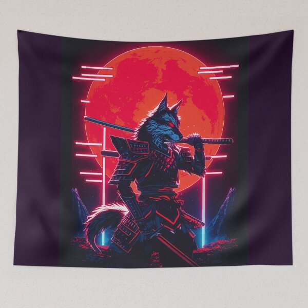 Item preview, Japanese Wolf Samurai cartoon designed and sold by Visual-wallart.