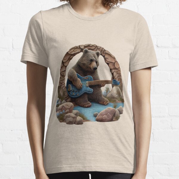 ScatterbrainTees Bear T-Shirt Gift - Bear Playing Guitar Shirt - Men's Bear Shirt - Men's Graphic Tee Bear Guitar Bear Gifts Music Gift