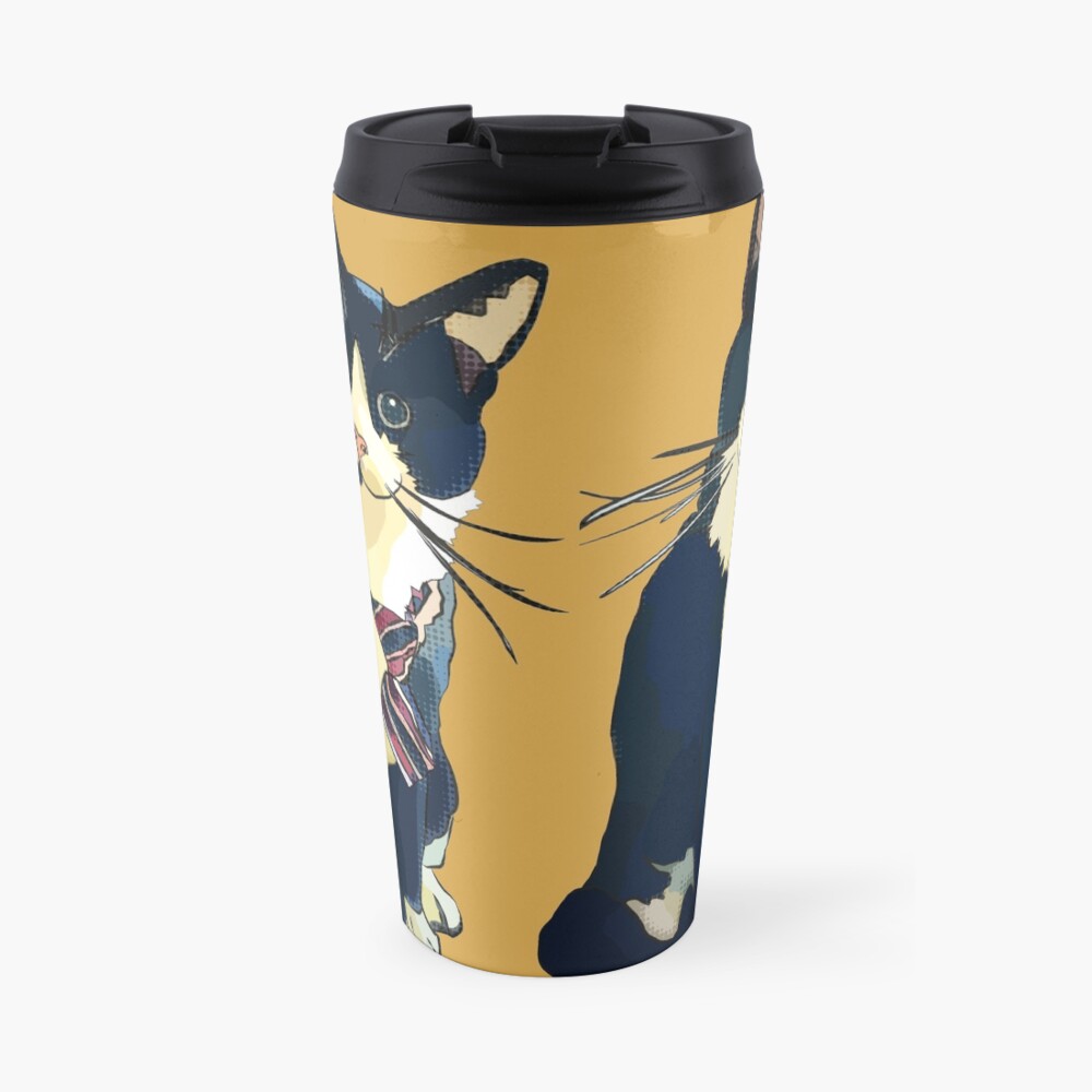 Business Boo - black & white cat wearing tie Travel Coffee Mug