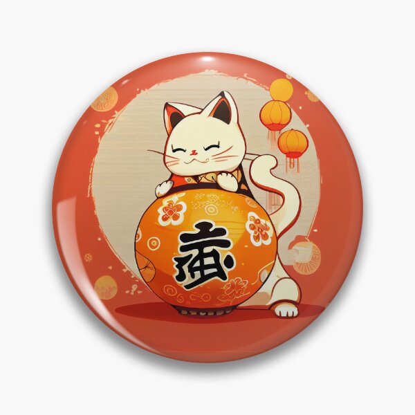 Item preview, Maneki neko cat of luck orange designed and sold by Quiki.
