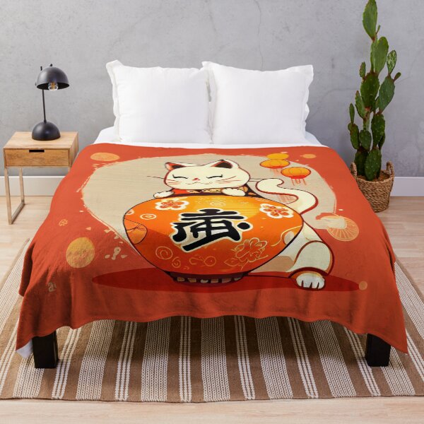 Item preview, Maneki neko cat of luck orange designed and sold by Quiki.