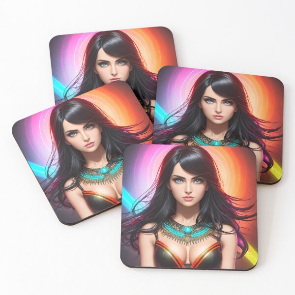 Artikelvorschau, Herrliche Brunette-Königin-Neonhintergrund-blaue Augen - Frauen-Sammlung entworfen und verkauft von SpektroDesign.