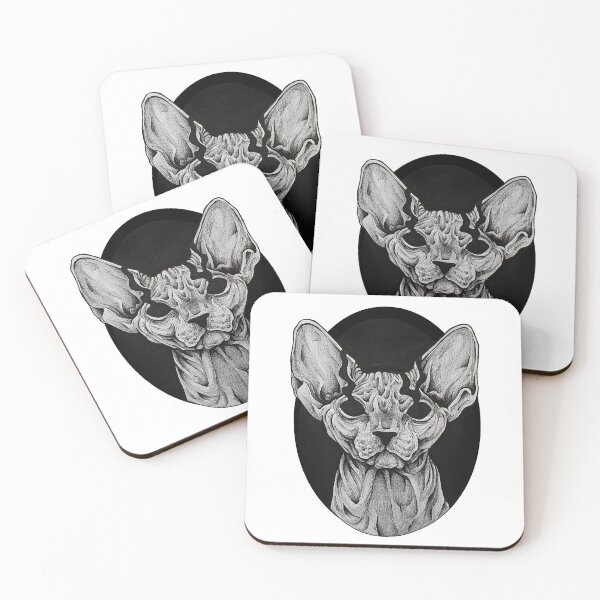 Item preview, Cat, Sphynx, Cat drawing, Black and white, Dark art, Design designed and sold by grandsonink.