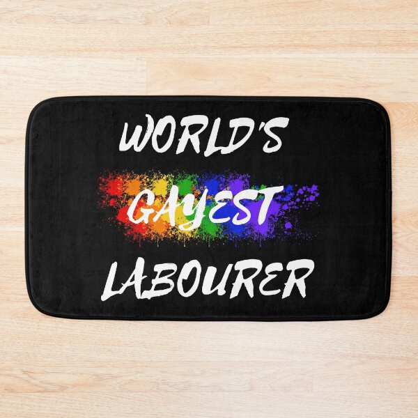 Item preview, World's Gayest Labourer LGBT Joke With Rainbow Colors For Proud Labourers In Black designed and sold by LuckyKermit.