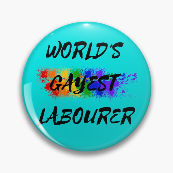 Item preview, World's Gayest Labourer LGBT Joke With Rainbow Colors For Proud Labourers In Cyan designed and sold by LuckyKermit.