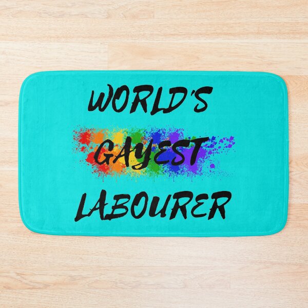 Item preview, World's Gayest Labourer LGBT Joke With Rainbow Colors For Proud Labourers In Cyan designed and sold by LuckyKermit.