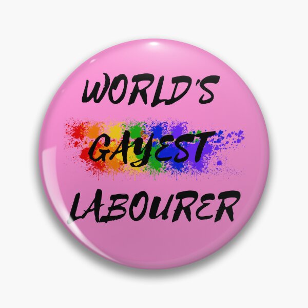 Item preview, World's Gayest Labourer LGBT Joke With Rainbow Colors For Proud Labourers In Pink designed and sold by LuckyKermit.