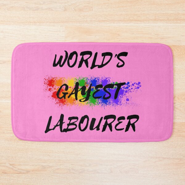 Item preview, World's Gayest Labourer LGBT Joke With Rainbow Colors For Proud Labourers In Pink designed and sold by LuckyKermit.