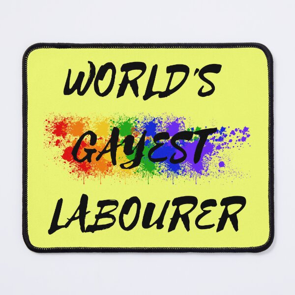 Item preview, World's Gayest Labourer LGBT Joke With Rainbow Colors For Proud Labourers In Yellow designed and sold by LuckyKermit.