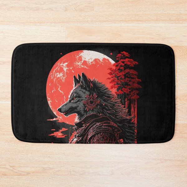 Item preview, Japanese Wolf in red forest designed and sold by Visual-wallart.