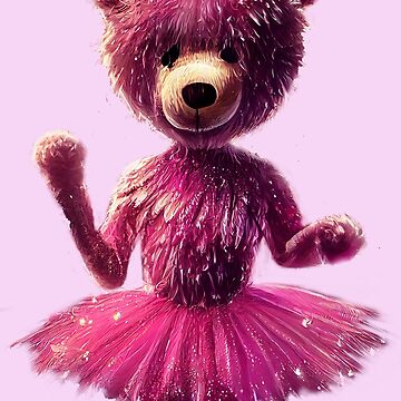 Ballet dancer plush teddy bear in pink tutu (cut out for sticker) | Sticker