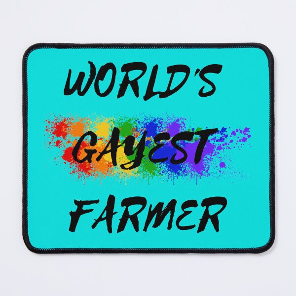 Item preview, World's Gayest Farmer LGBT Joke With Rainbow Colors For Proud Farmers In Cyan designed and sold by LuckyKermit.