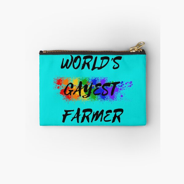 Item preview, World's Gayest Farmer LGBT Joke With Rainbow Colors For Proud Farmers In Cyan designed and sold by LuckyKermit.
