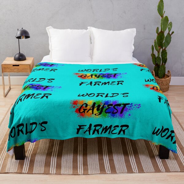 Item preview, World's Gayest Farmer LGBT Joke With Rainbow Colors For Proud Farmers In Cyan designed and sold by LuckyKermit.