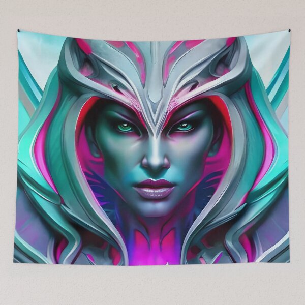 Item preview, Warrior woman Goddess, Blue face concept art designed and sold by MarcusPetrus.