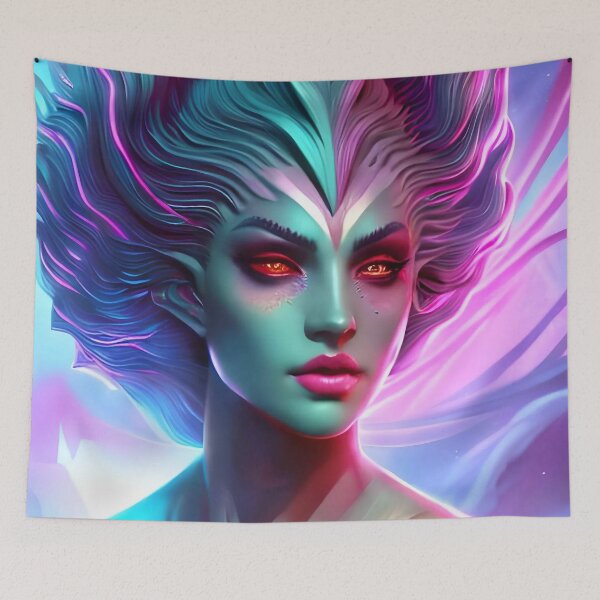 Item preview, Warrior woman Goddess, Blue face concept art designed and sold by MarcusPetrus.