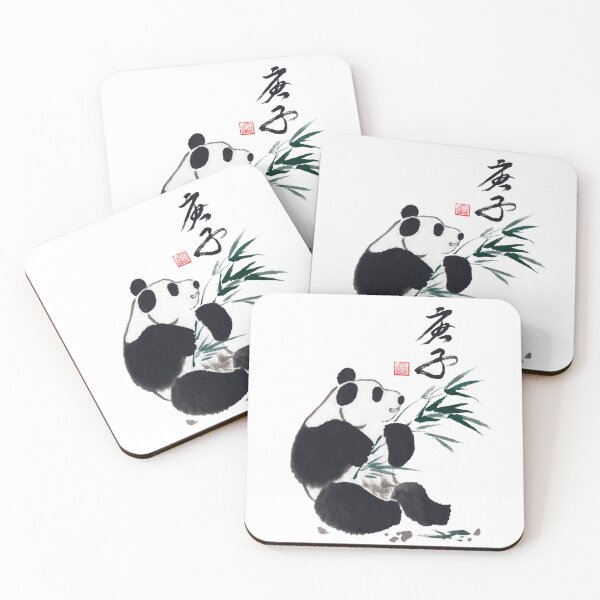 Aperçu de l'œuvre Peinture à l'encre asiatique panda et bambou créée et vendue par W-A-P.