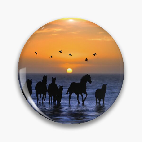 Item preview, Horses on the Beach with Birds Running in the Ocean Water  designed and sold by Stephanie Laird.