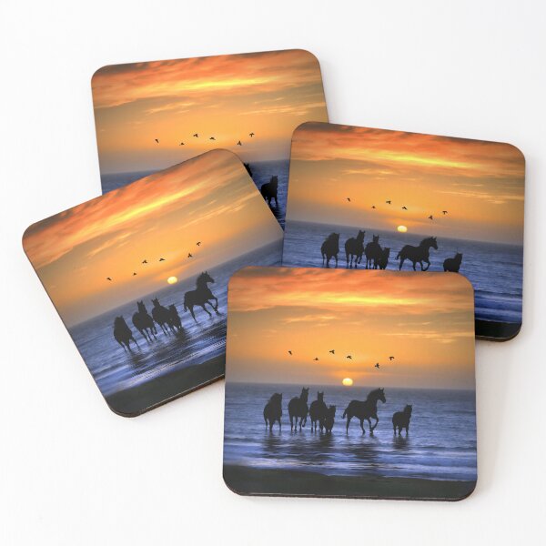 Item preview, Horses on the Beach with Birds Running in the Ocean Water  designed and sold by Stephanie Laird.