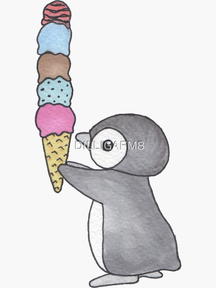 "Ice Cream Penguin" Sticker for Sale by DILLIGAFM8 | Redbubble