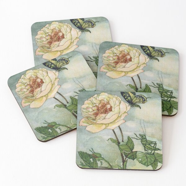 Item preview, Butterfly and Grasshopper Admire the Peony designed and sold by Deannaboh.