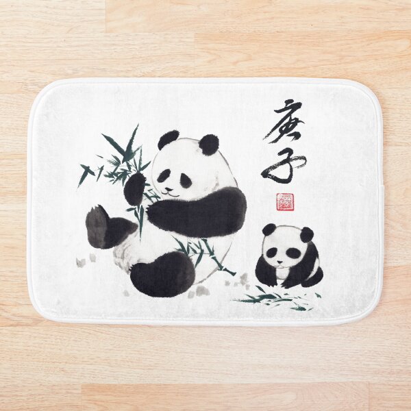 Item preview, Asian ink painting panda eating bamboo designed and sold by W-A-P.
