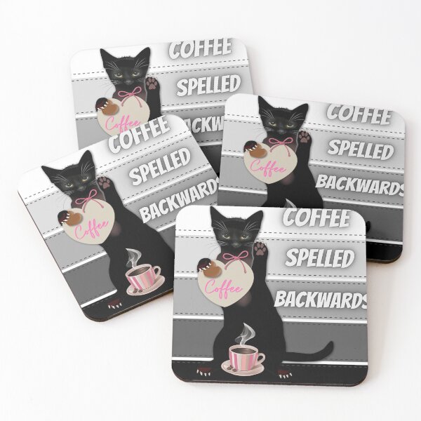 Item preview, Coffee Spelled Backwards Is Eeffoc Cat Drinking designed and sold by Zafer3.