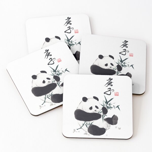 Item preview, Asian ink painting panda eating bamboo designed and sold by W-A-P.