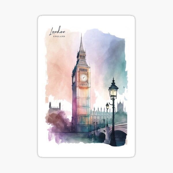 Vista previa del artículo con la obra «Londres Inglaterra Acuarela ART 2», diseñado y vendido por artra-shop.