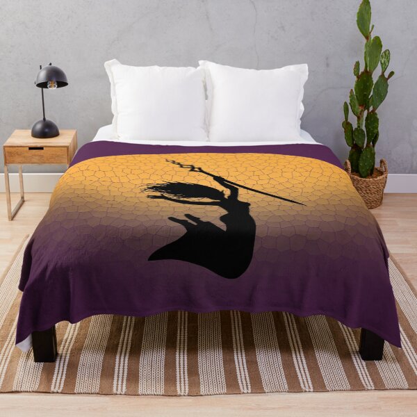 Item preview, Female Elf Mage Jumping In Front of A Cool Sun, purple background designed and sold by markeralchemy.