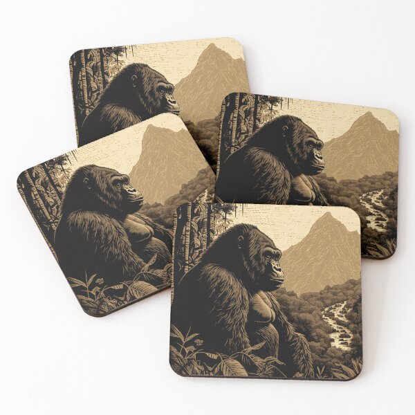 Item preview, Mountain Gorilla Retro Gorilla sitting in Mountain designed and sold by Brockinator.