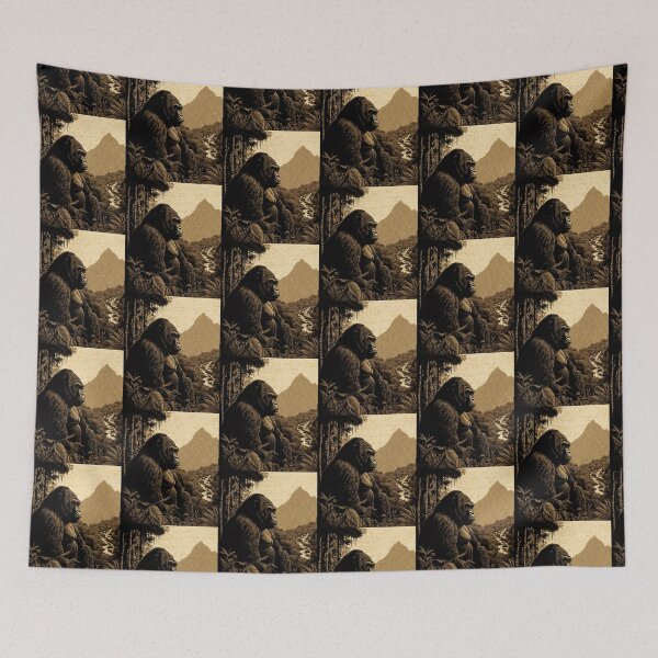 Item preview, Mountain Gorilla Retro Gorilla sitting in Mountain designed and sold by Brockinator.
