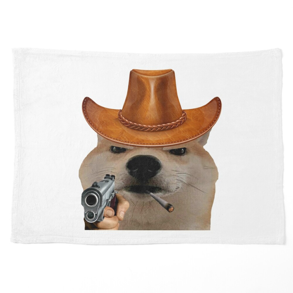 Cowboy doge holding a gun funny dog meme