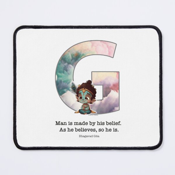Item preview, Letter G Lord Shri Krishna Quote designed and sold by SattvaCentric.