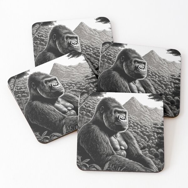 Item preview, Mountain Gorilla Black and White Gorilla sitting in Mountain designed and sold by Brockinator.