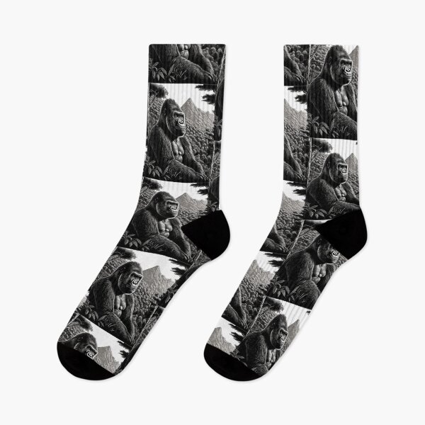 Item preview, Mountain Gorilla Black and White Gorilla sitting in Mountain designed and sold by Brockinator.