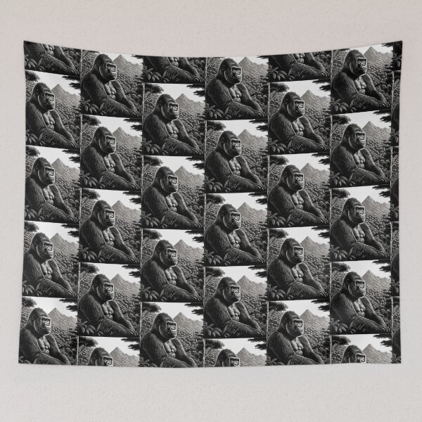 Item preview, Mountain Gorilla Black and White Gorilla sitting in Mountain designed and sold by Brockinator.