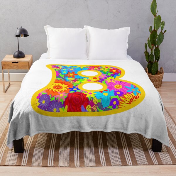 Item preview, Yellow Floral Alphabet Letter B – Colorful Boho Psychedelic Flower Typography Art designed and sold by Vividality.