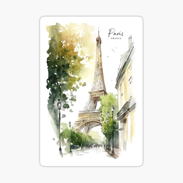 Item preview, Paris France Eiffel Tower Watercolor ART 1 designed and sold by artra-shop.