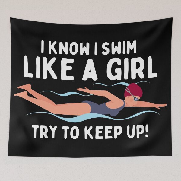 Item preview, Swim like a girl - swimming - girl power designed and sold by EvergreenWhimsy.