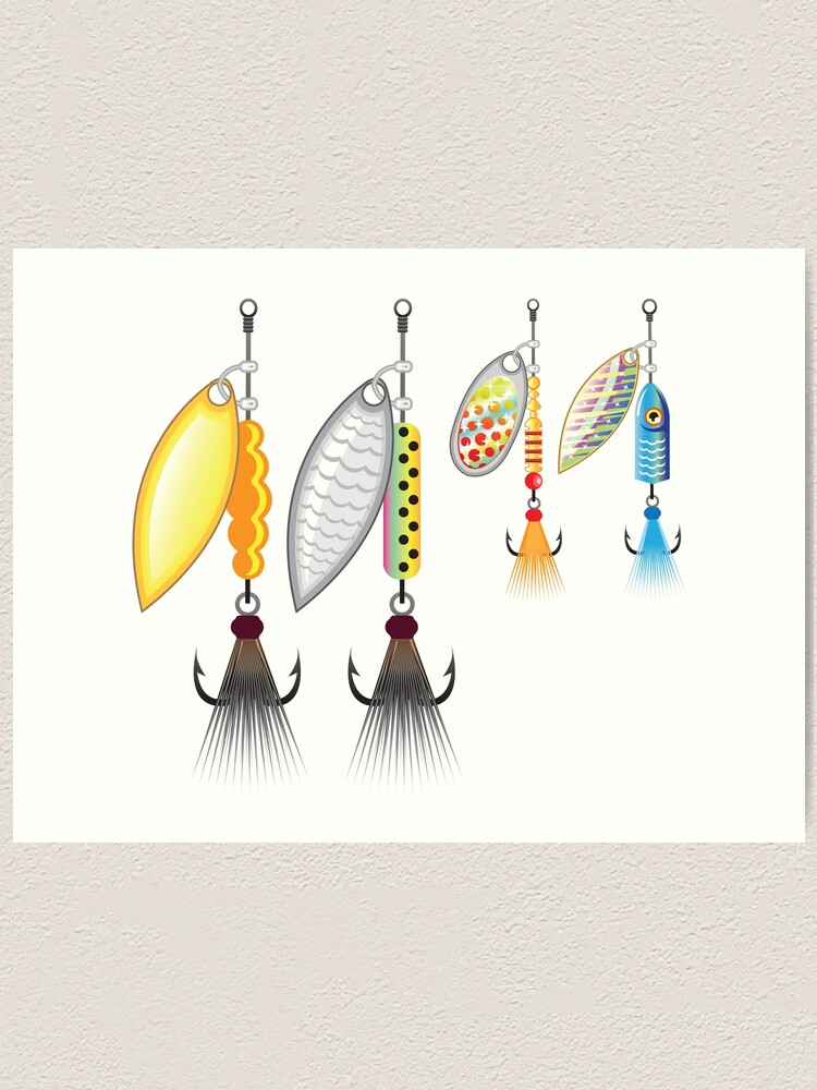 Large and Small spinners fishing lures Art Print for Sale by vectorworks51