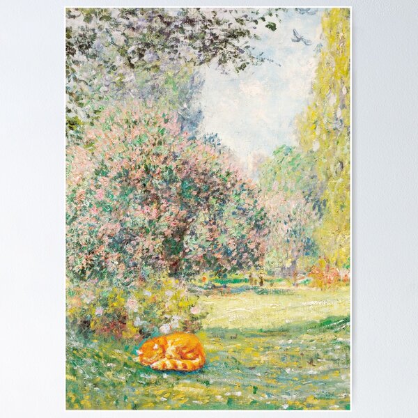 Item preview, Funny Orange Cat in Landscape- The Parc Monceau by Claude Monet designed and sold by evermore-design.