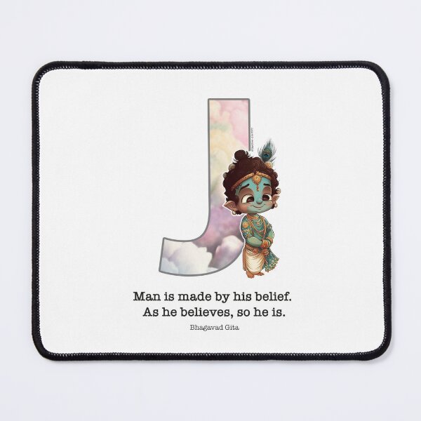 Item preview, Letter J Lord Shri Krishna Quote designed and sold by SattvaCentric.