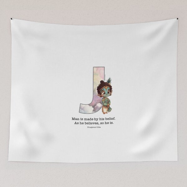 Item preview, Letter J Lord Shri Krishna Quote designed and sold by SattvaCentric.