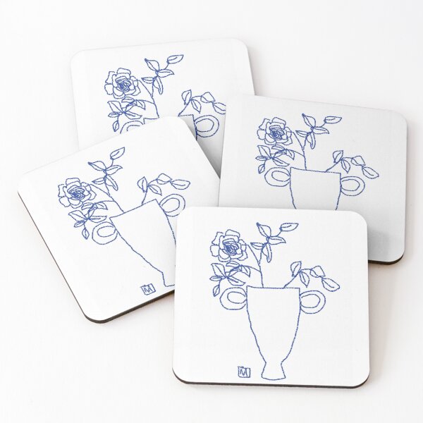 Item preview, Blue lined rose in a vase designed and sold by myliandco.