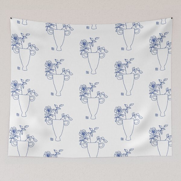 Item preview, Blue lined rose in a vase designed and sold by myliandco.
