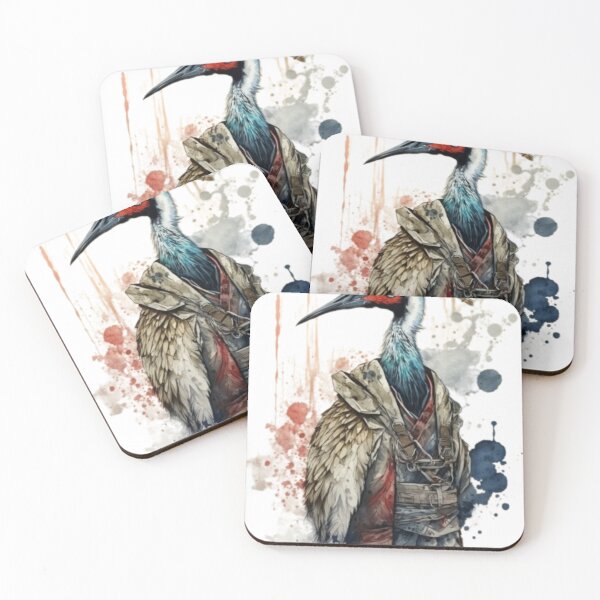 Item preview, Samurai Sandhill Crane Watercolor designed and sold by AdvancedApe.