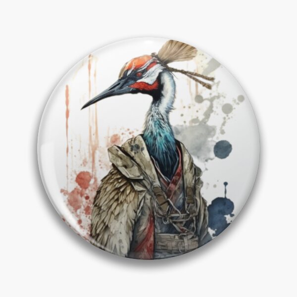 Item preview, Samurai Sandhill Crane Watercolor designed and sold by AdvancedApe.